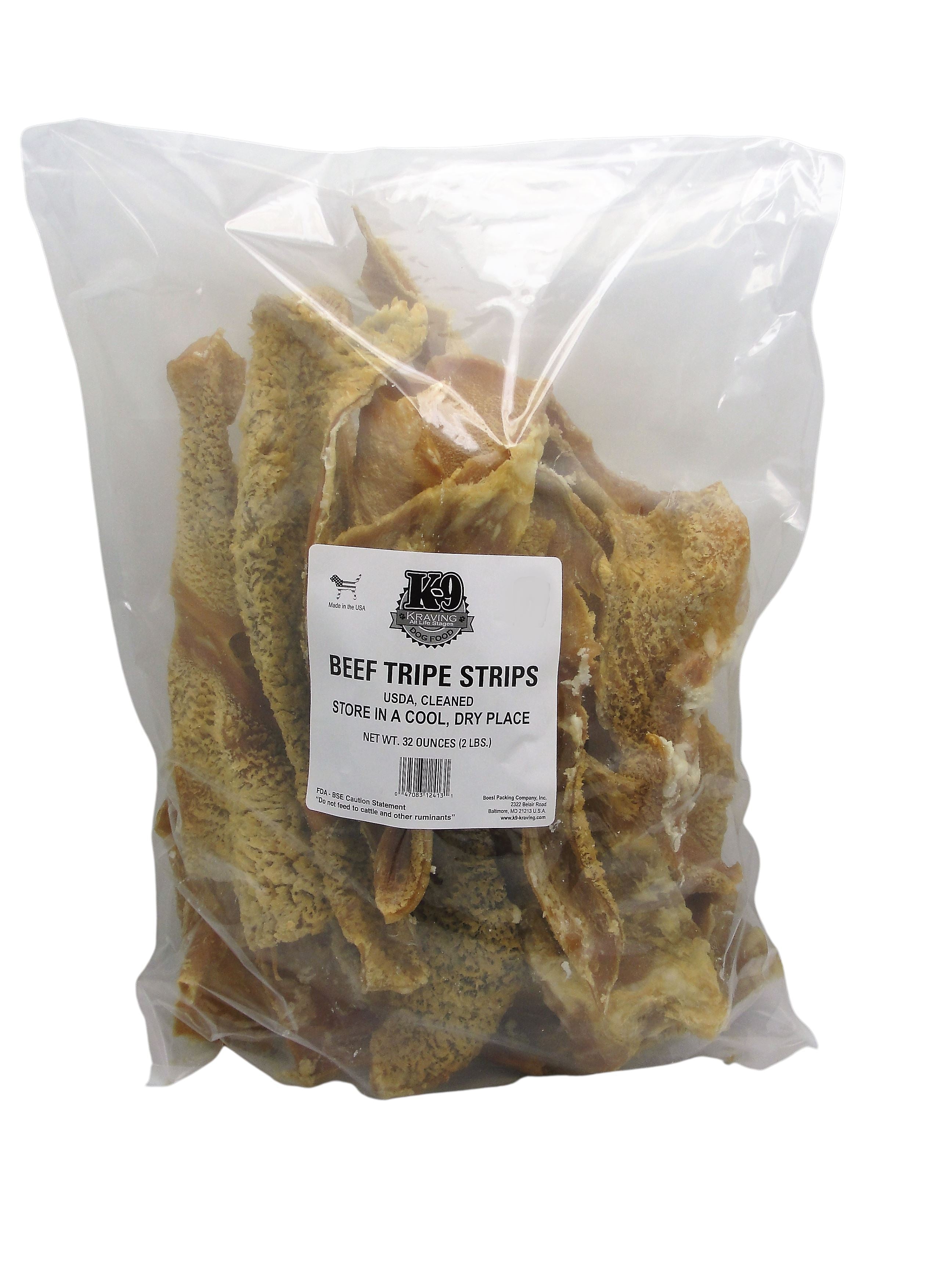 K-9 Kraving Treats Beef Tripe Strips Baked Dog Treats - 2 lb Bag  