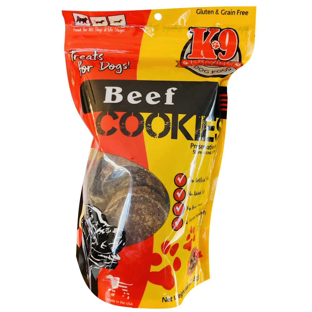 K-9 Kraving Treats Canine Cookies Beef Baked Dog Treats - 8 oz Bag