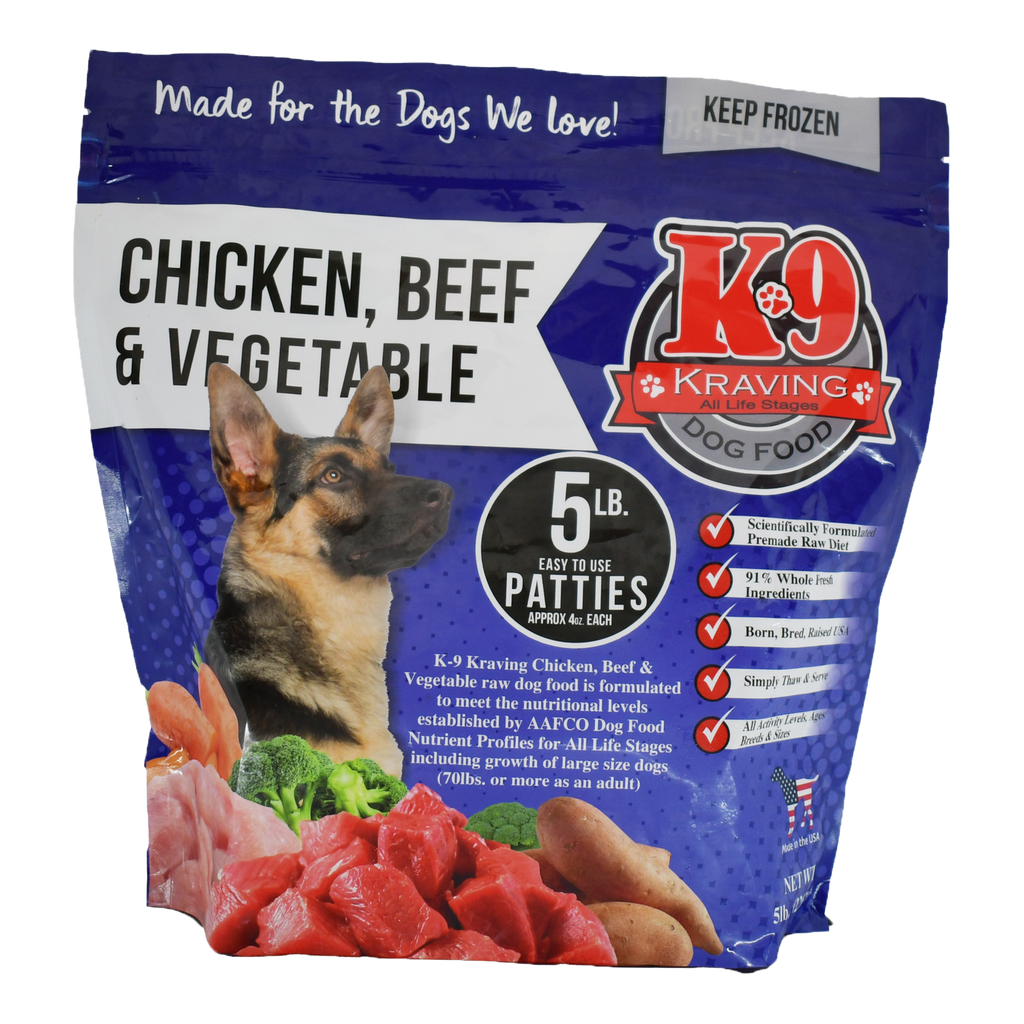 K-9 Kraving Frozen Food Frozen Chubs Chicken Beef & Vegetable Dog Food - 5 lb Chub