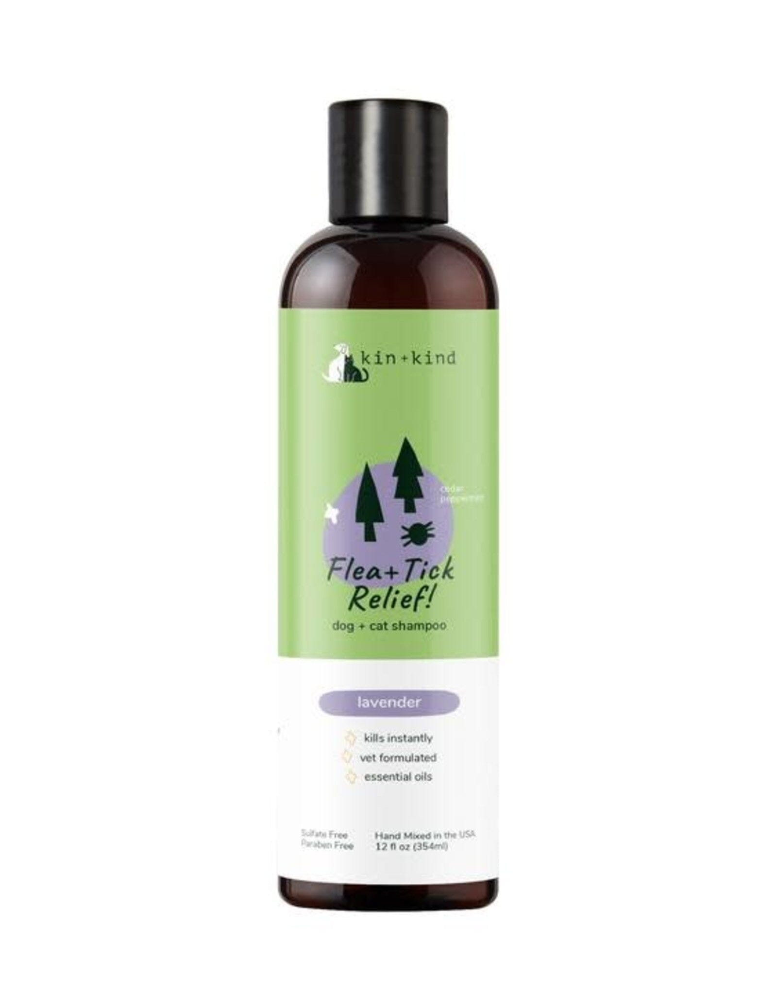 KIN + KIND Cat and Dog Flea and Tick Shampoo - Lavender - 12 oz Bottle  