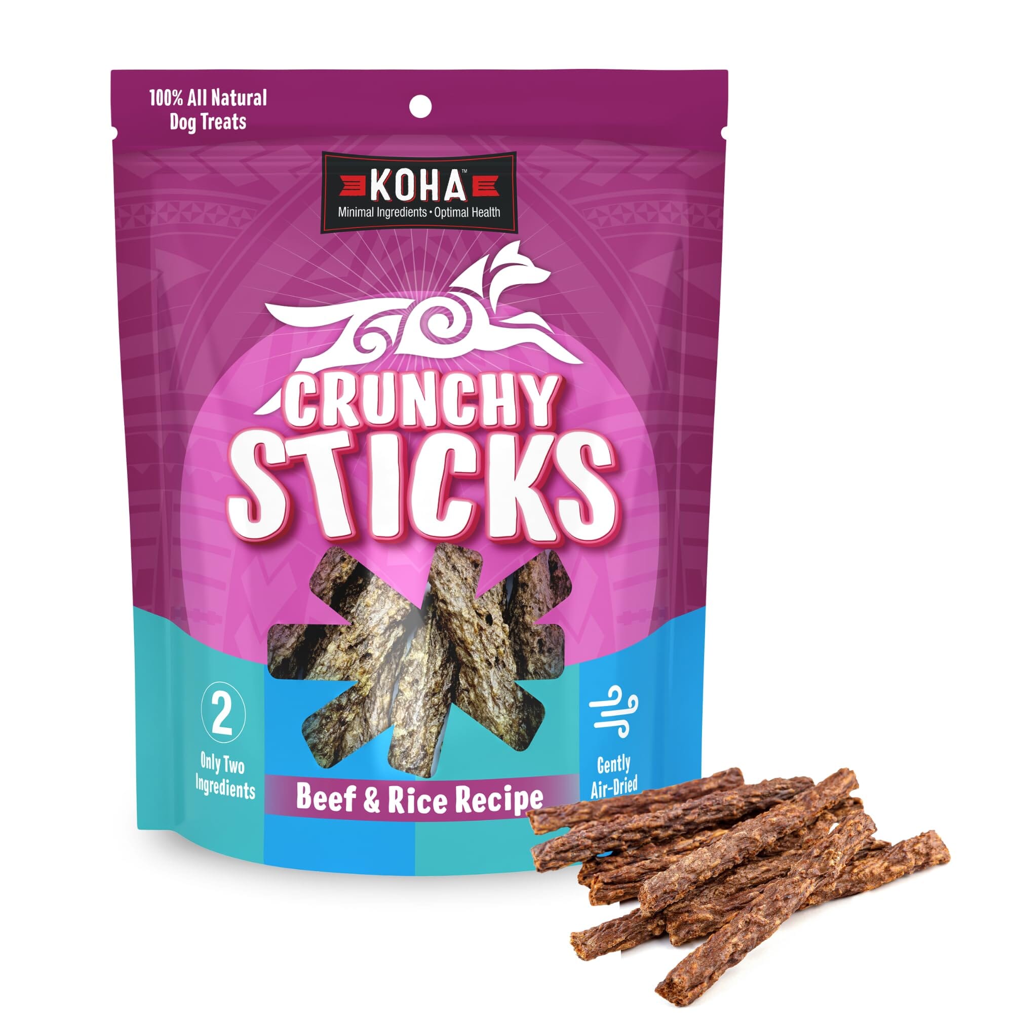 Koha Crunchy Sticks Limited Ingredient Sensitive Stomach Beef and Rice Crunchy Dog Treats - 10.58 Oz