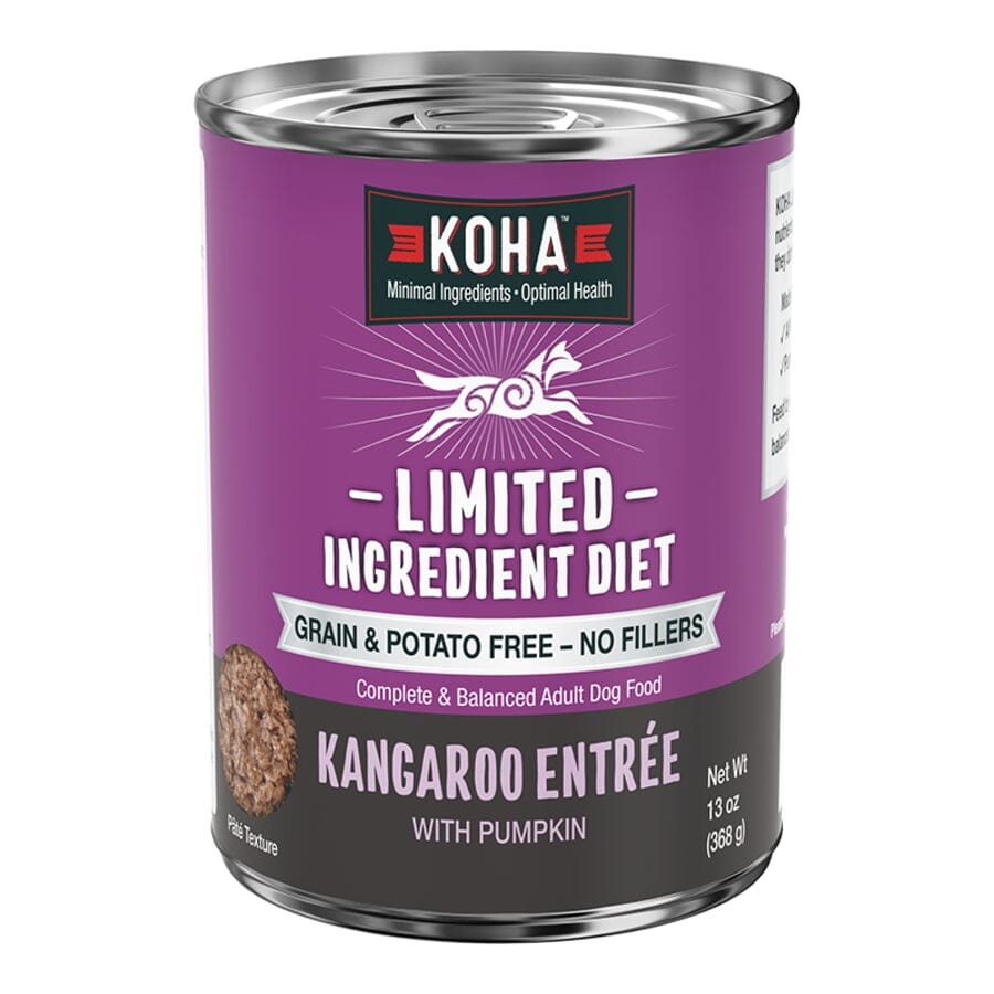 Koha Grain-Free Limited Ingredient Diet 90% Kangaroo and Blueberry Entrée Canned Dog Food - 13 Oz - Case of 12