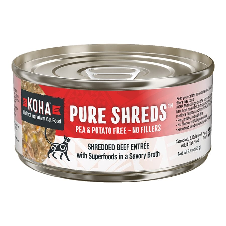 Koha Grain-Free Pure Shreds Shredded Beef Entrée Canned Cat Food - 2.8 Oz - Case of 24