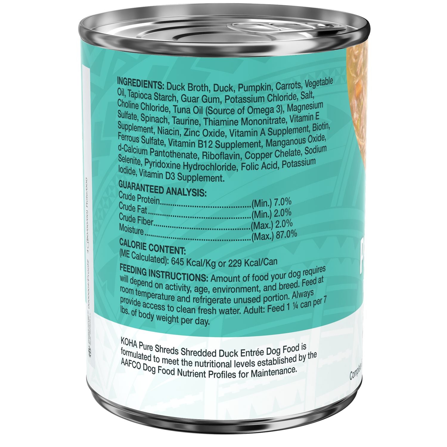 Koha Grain-Free Pure Shreds Shredded Duck Entrée Canned Dog Food - 12.5 Oz - Case of 12