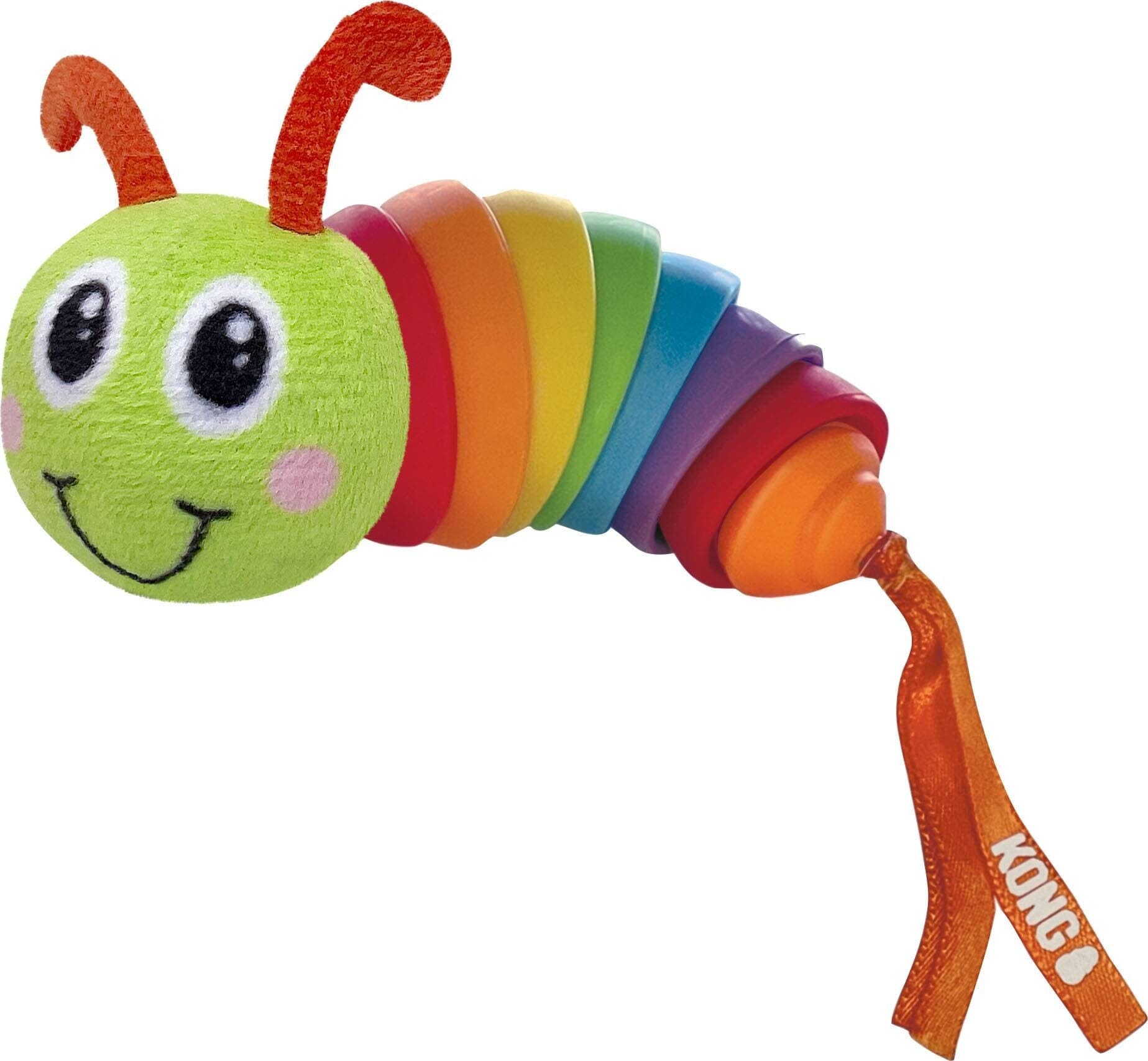 Kong Bat-A-Bout Clackz Caterpillar Wiggle Crinkle and Plush Catnip Cat Toy Default Title