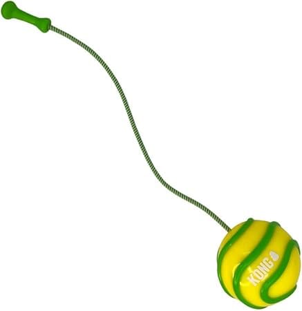 Kong Bunji High-Viz Bright and Glow-in-The-Dark Retriever Rubber Ball and Rope Dog Toy - Assorted Color