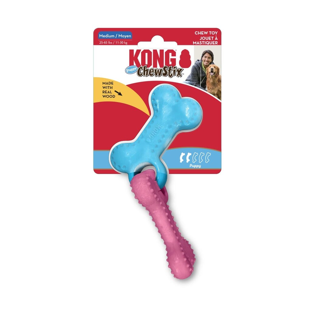 Kong ChewStix Linked Bones Coconut Scented Real Wood Puppy Dog Toy - Medium