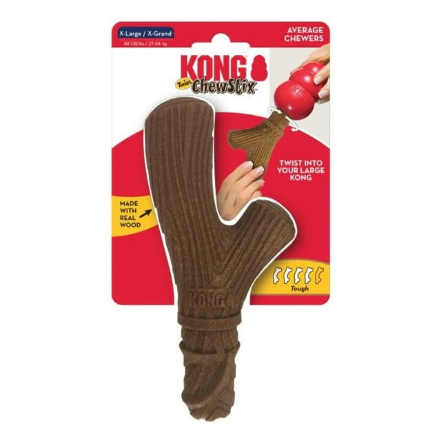 Kong ChewStix Twist Bamboo Teething Chew and Fetch Dog Toy Screws into Kong Classic Medium