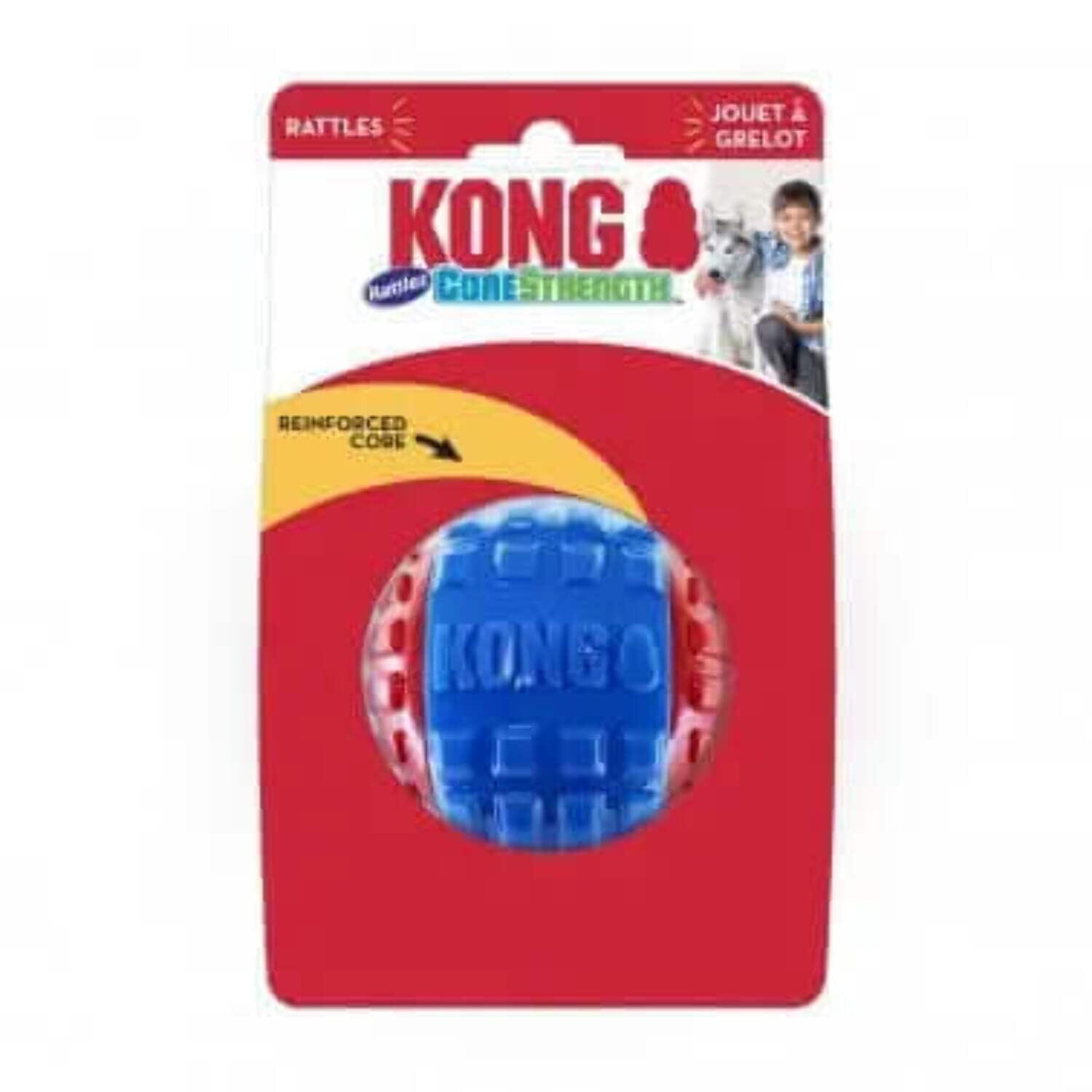 Kong CoreStrength Rattlez Ball Dental Textured Dog Toy - Large