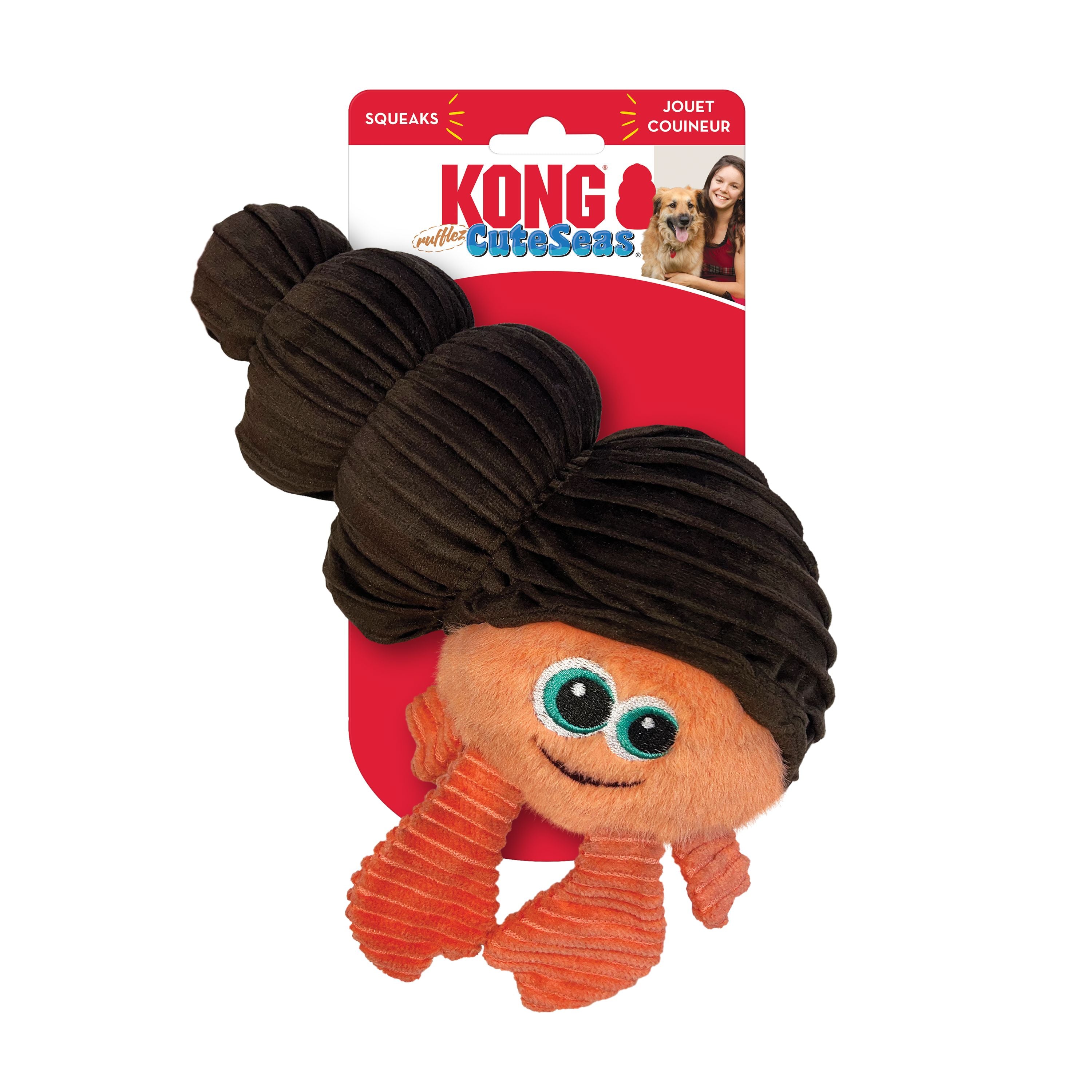 Kong Cuteseas Rufflez Hermit Crab Squeak and Plush Dog Toy - Small