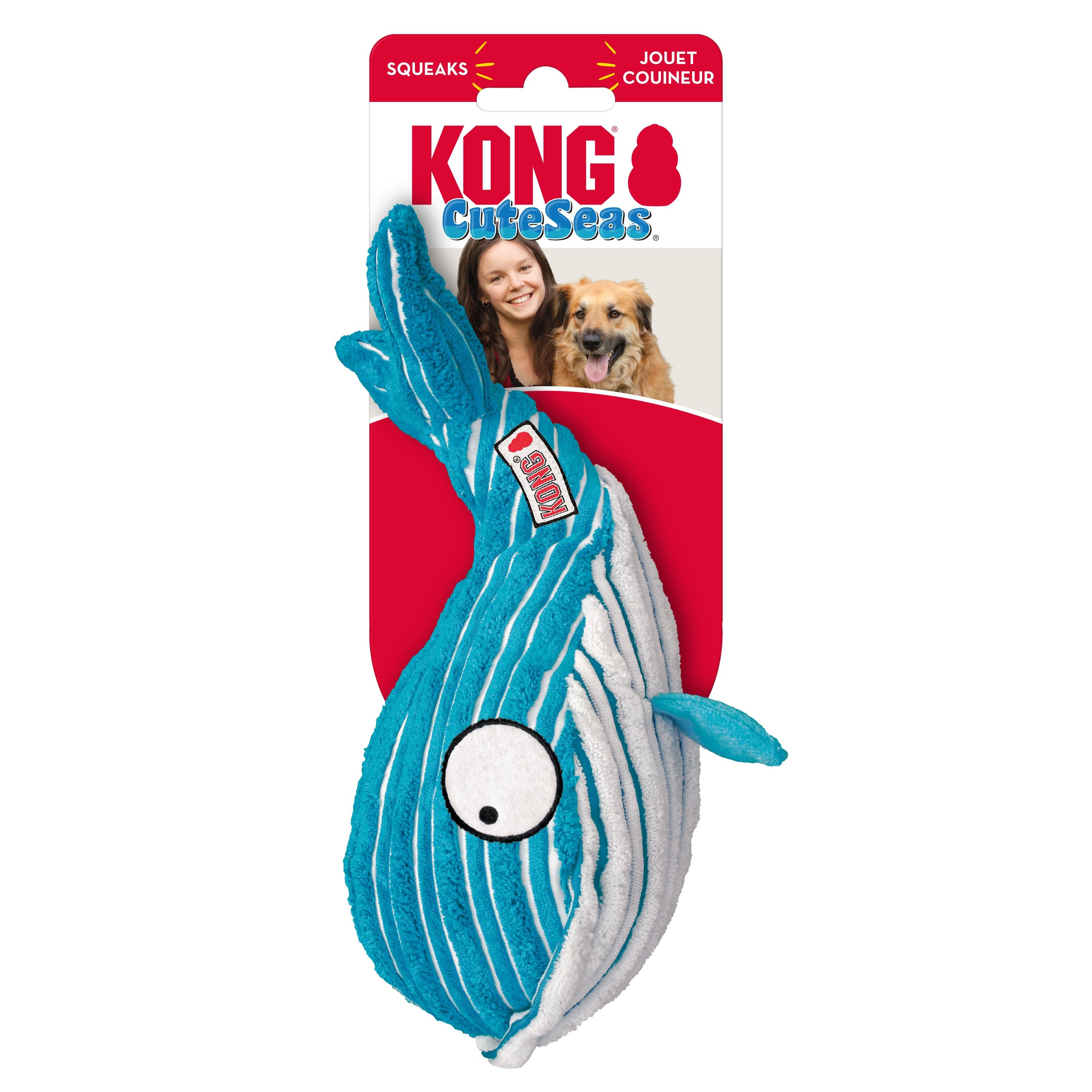 Kong Cuteseas Whale Squeak and Crinkle Plush Dog Toy - Medium