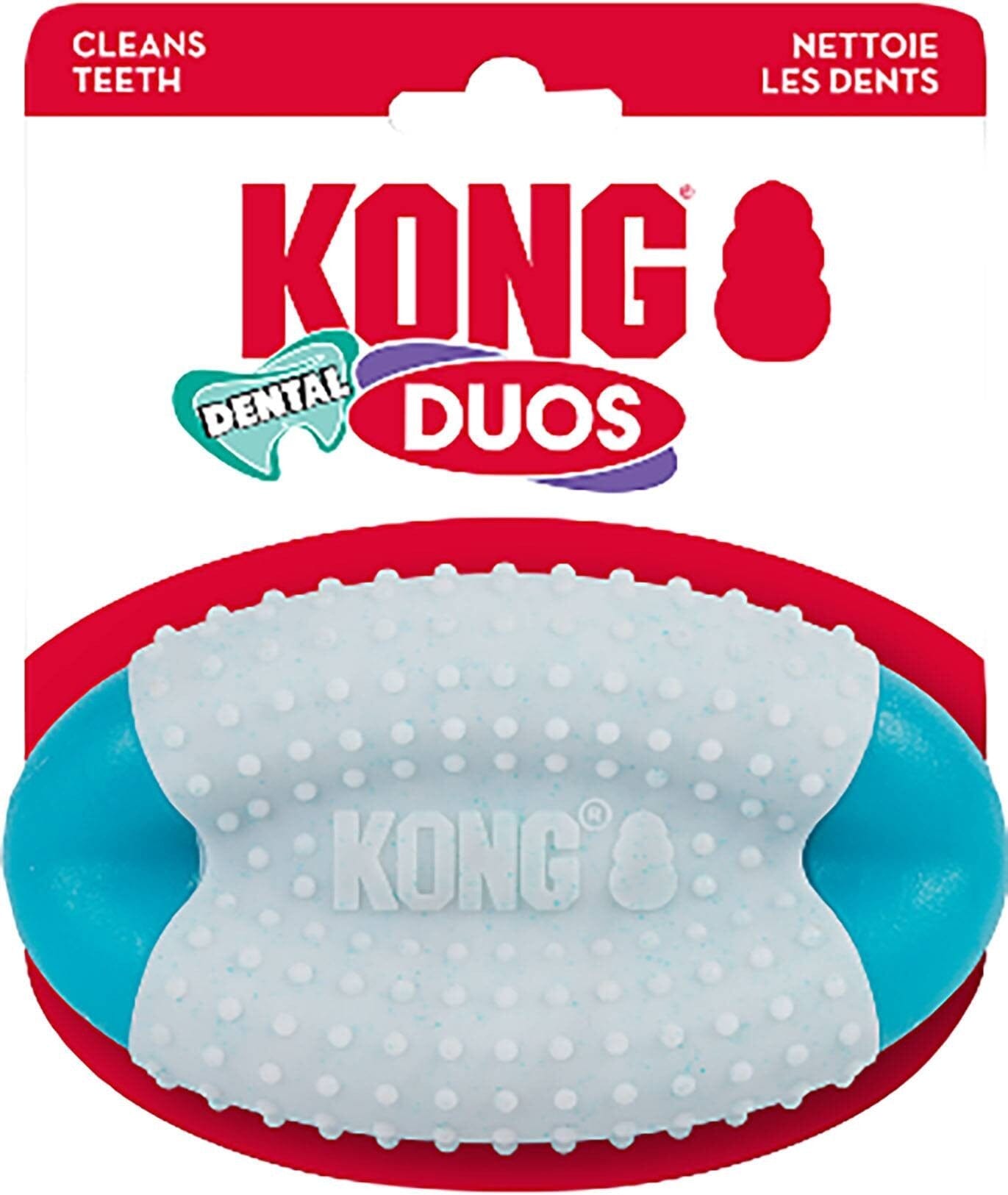 Kong Dental Duos Football Multi-Surfaced Dental and Teeth Cleaning Rubber Chew Dog Toy - Medium/Large Default Title