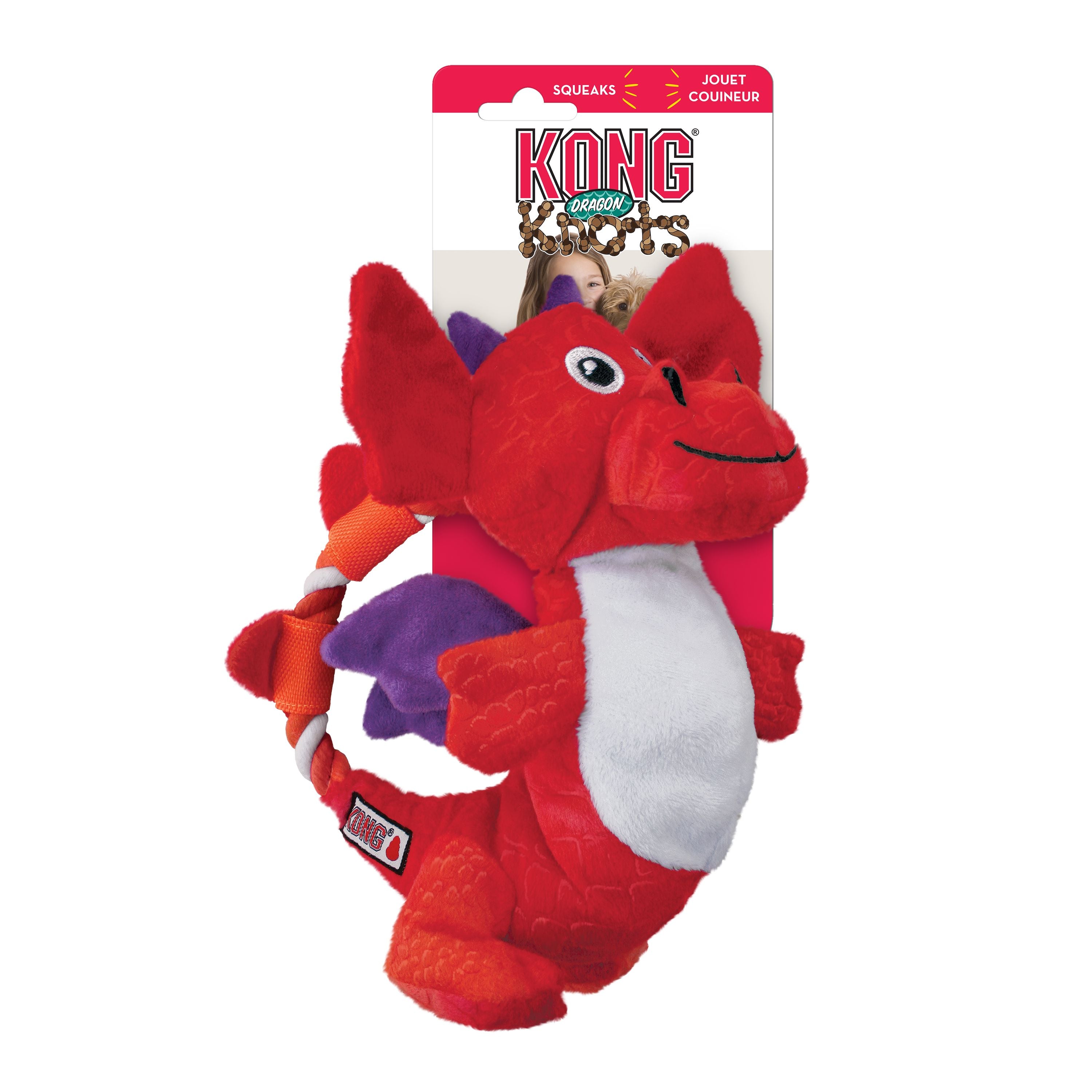 Kong Dragon Floppy Knots Squeak and Crinkle Dog Toy - Assorted - Medium/Large