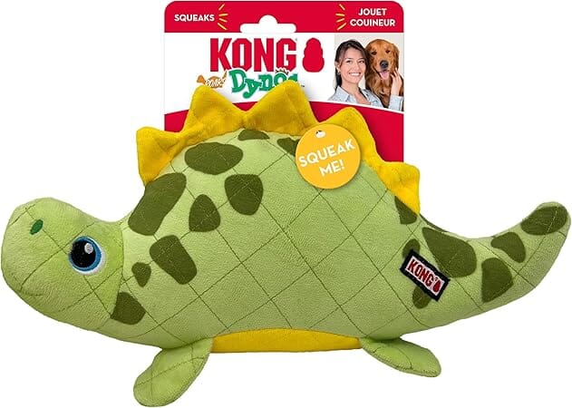 Kong Dynos Roars Large-Squeaker Plush Dog Toy - Medium/Large Green