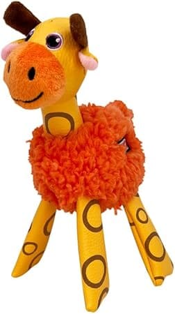 Kong Floofs Shakers Giraffe Fleece and Faux-Leather Crackle and Squeak Plush Dog Toy