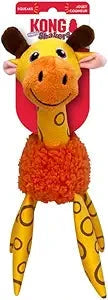 Kong Floofs Shakers Giraffe Fleece and Faux-Leather Crackle and Squeak Plush Dog Toy Medium