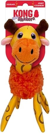 Kong Floofs Shakers Giraffe Fleece and Faux-Leather Crackle and Squeak Plush Dog Toy X-Small/Small