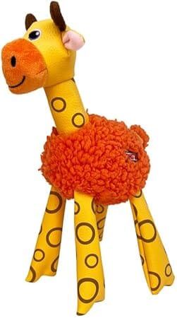 Kong Floofs Shakers Giraffe Fleece and Faux-Leather Crackle and Squeak Plush Dog Toy