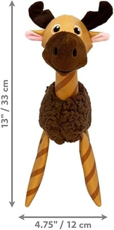 Kong Floofs Shakers Moose Fleece and Faux-Leather Crackle and Squeak Plush Dog Toy
