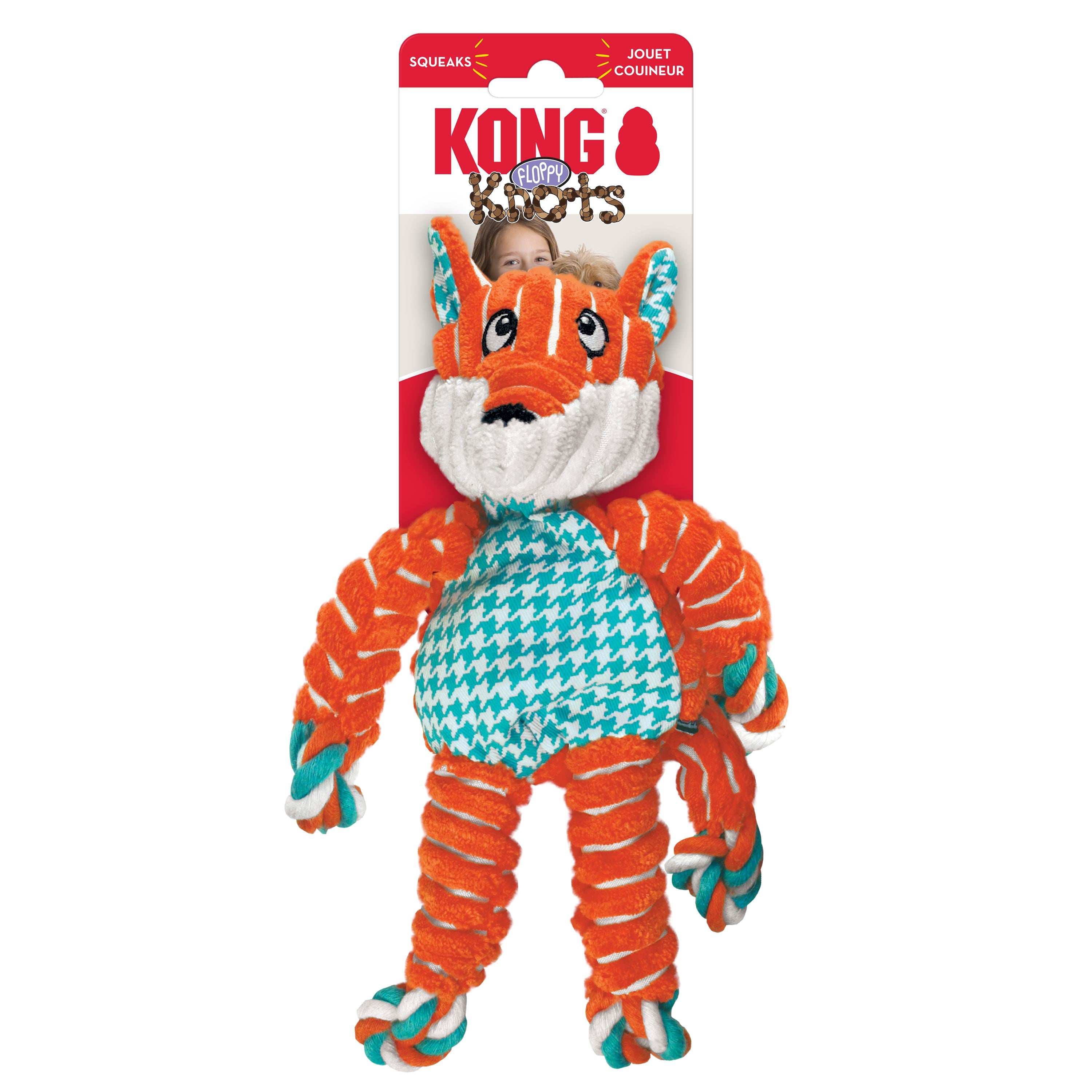 Kong Floppy Knots Fox Internal Knotted Rope and Plush Dog Toy - Small and Medium  