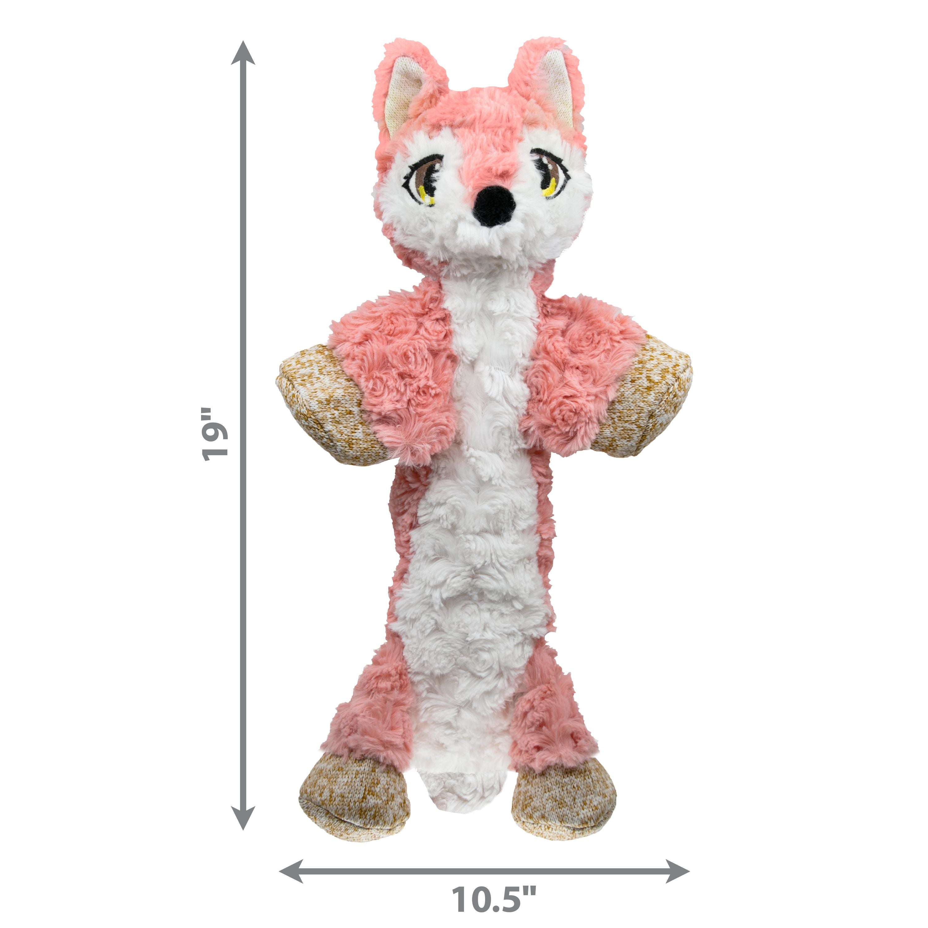Kong Flopzie Fox Low-Stuffing and Squeaking Plush Dog Toy - Medium
