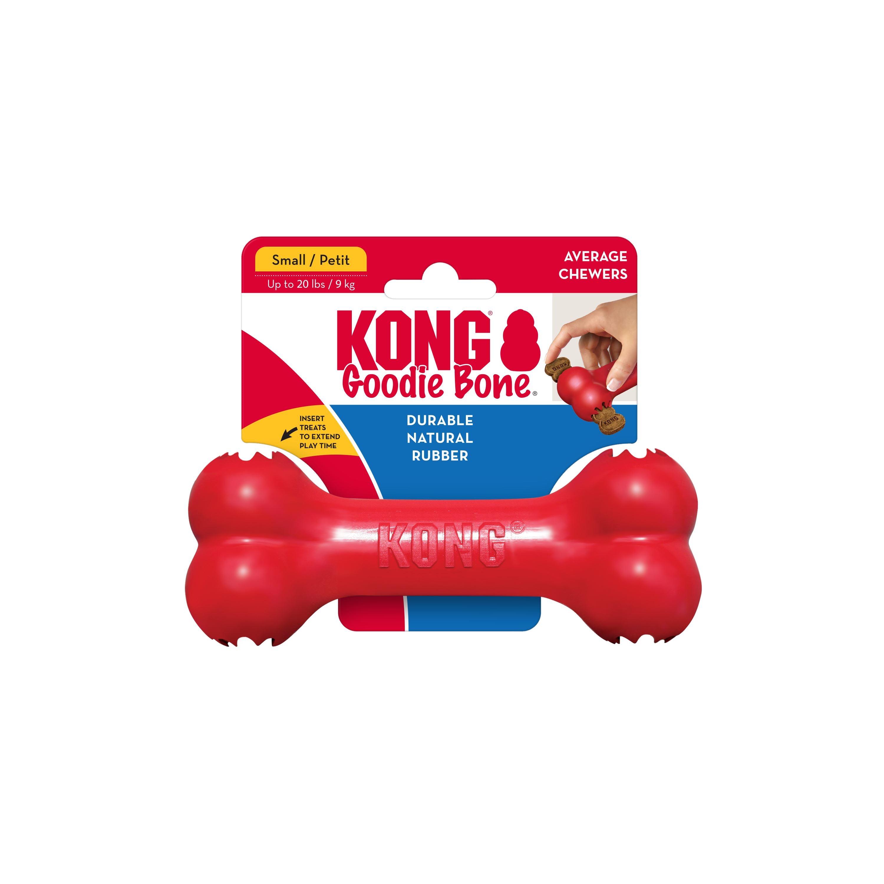 Kong Goodie Bone Treat Dispensing Durable Natural Rubber Dog Toy - Red - Small  