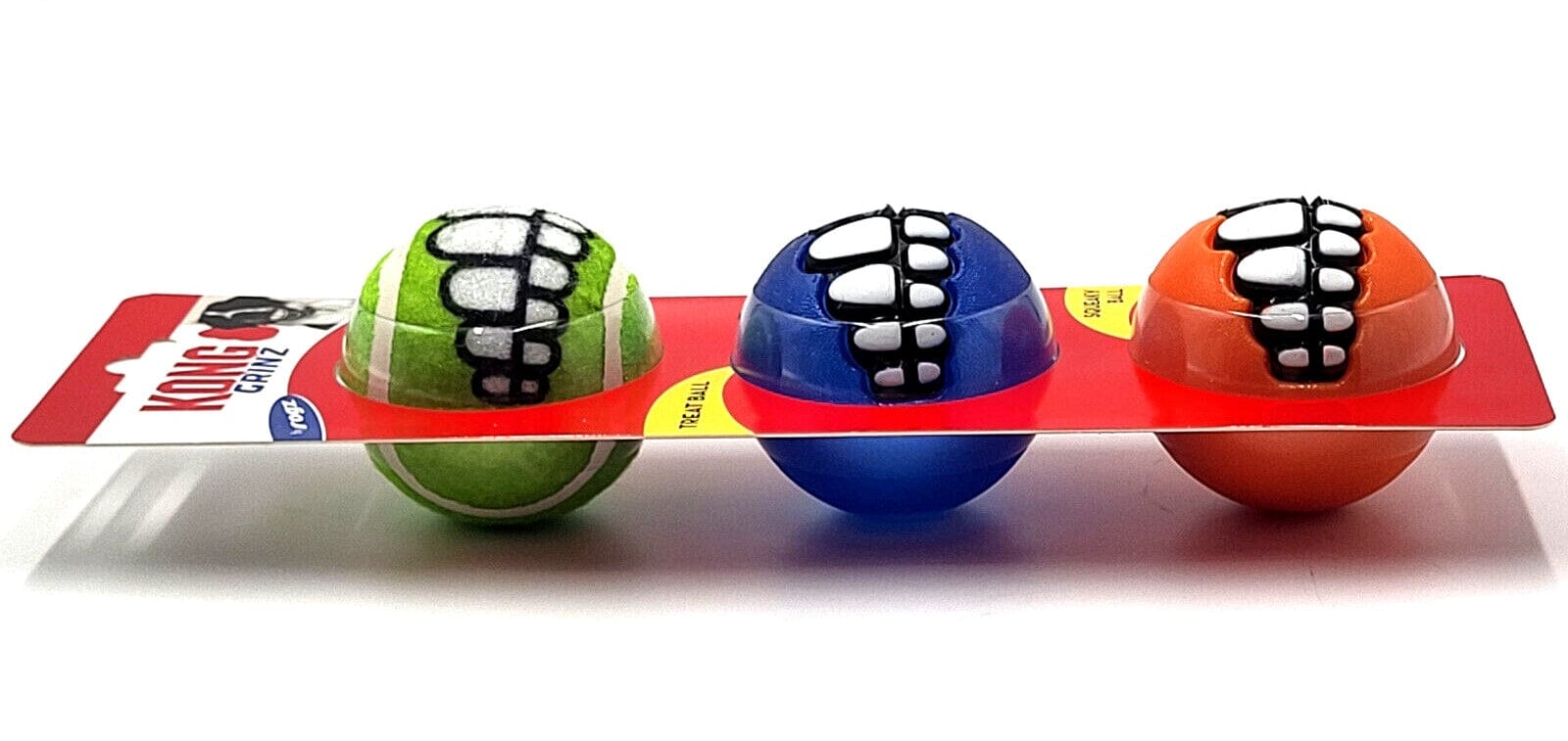 Kong Grinz By Rogz Bouncy Balls Treat and Squeak Fetch Dog Toy