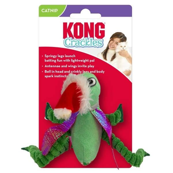 Kong Holiday Crackles Grasshopper Crinkle and Bell Plush Catnip Cat Toy Default Title