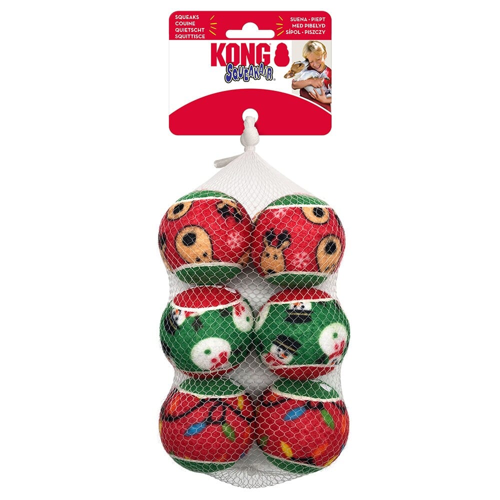 Kong Holiday SqueakAir Tennis Balls Squeak and Fetch Dog Toys - Small - 6 Pack Default Title
