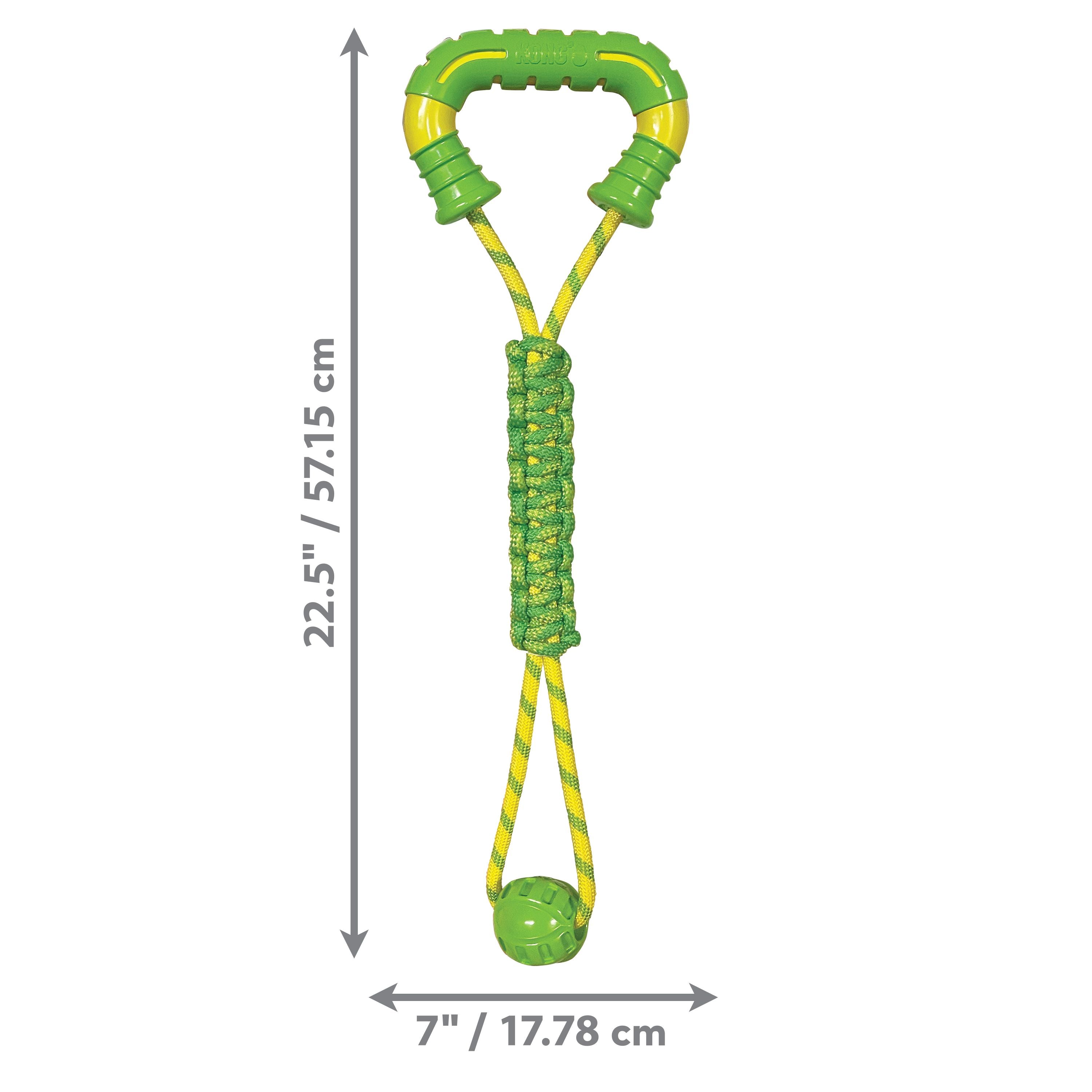 Kong Jaxx Mega Tug Handle and Weaved Rope with Ball Durable Dog Toy - Yellow