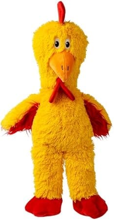 Kong Knots Chicken Internally Knotted Low-Stuffing Squeak and Plush Dog Toy - Yellow