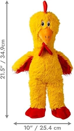Kong Knots Chicken Internally Knotted Low-Stuffing Squeak and Plush Dog Toy - Yellow