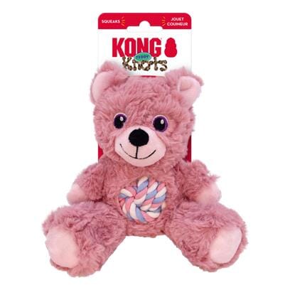 Kong Knots Teddy Bear Internally Knotted Low-Stuffing Squeak and Plush Dog Toy - Brown Small