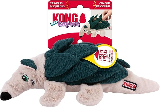 Kong Layerz Forage Armadillo Treat-Pocketed Snuffle Crackle and Squeak Plush Dog Toy - Medium Default Title