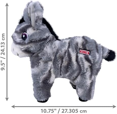 Kong Low Stuff Stripes Donkey Low-Stuffing Squeak and Plush Dog Toy - Medium