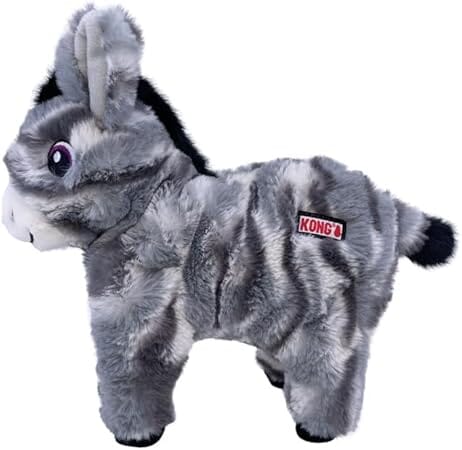 Kong Low Stuff Stripes Donkey Low-Stuffing Squeak and Plush Dog Toy - Medium