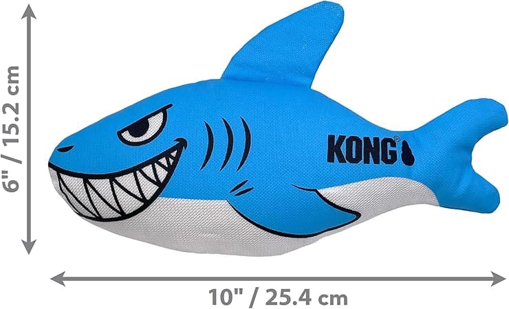 Kong Maxx Ballistic Shark Puncture-Proof Dual-Layered Squeak and Nylon Plush Dog Toy - Medium