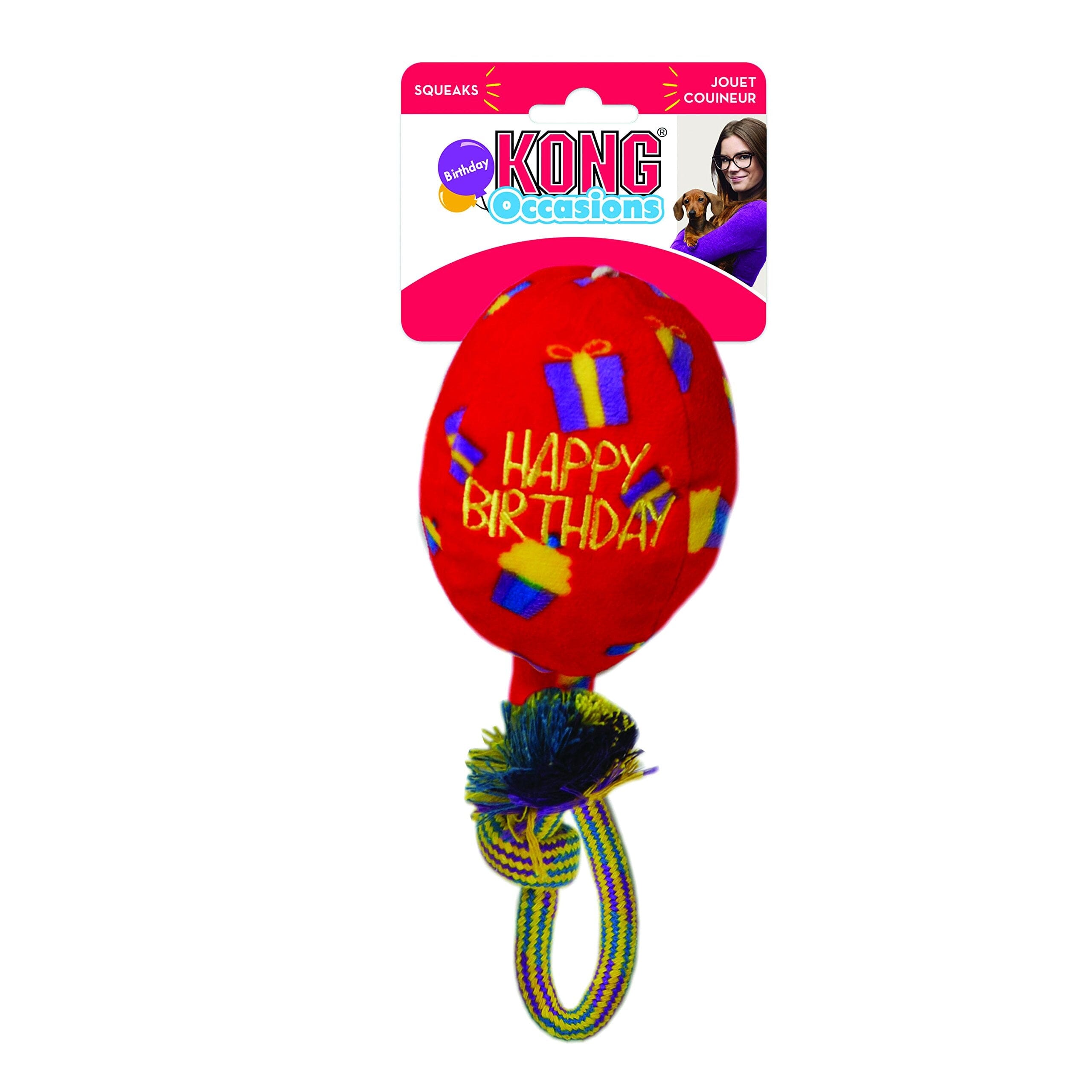 Kong Occassions Birthday Balloon Dog Toy - Red  