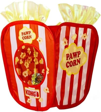 Kong Play Spaces Pawpcorn Pop-Up Interactive Cat Hideout with Crinkle Toy and Windows