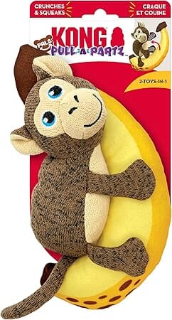 Kong Pull-A-Partz Pals Monkey Dettachable Seperating 2-Piece Squeak and Plush Dog Toy - Medium Default Title