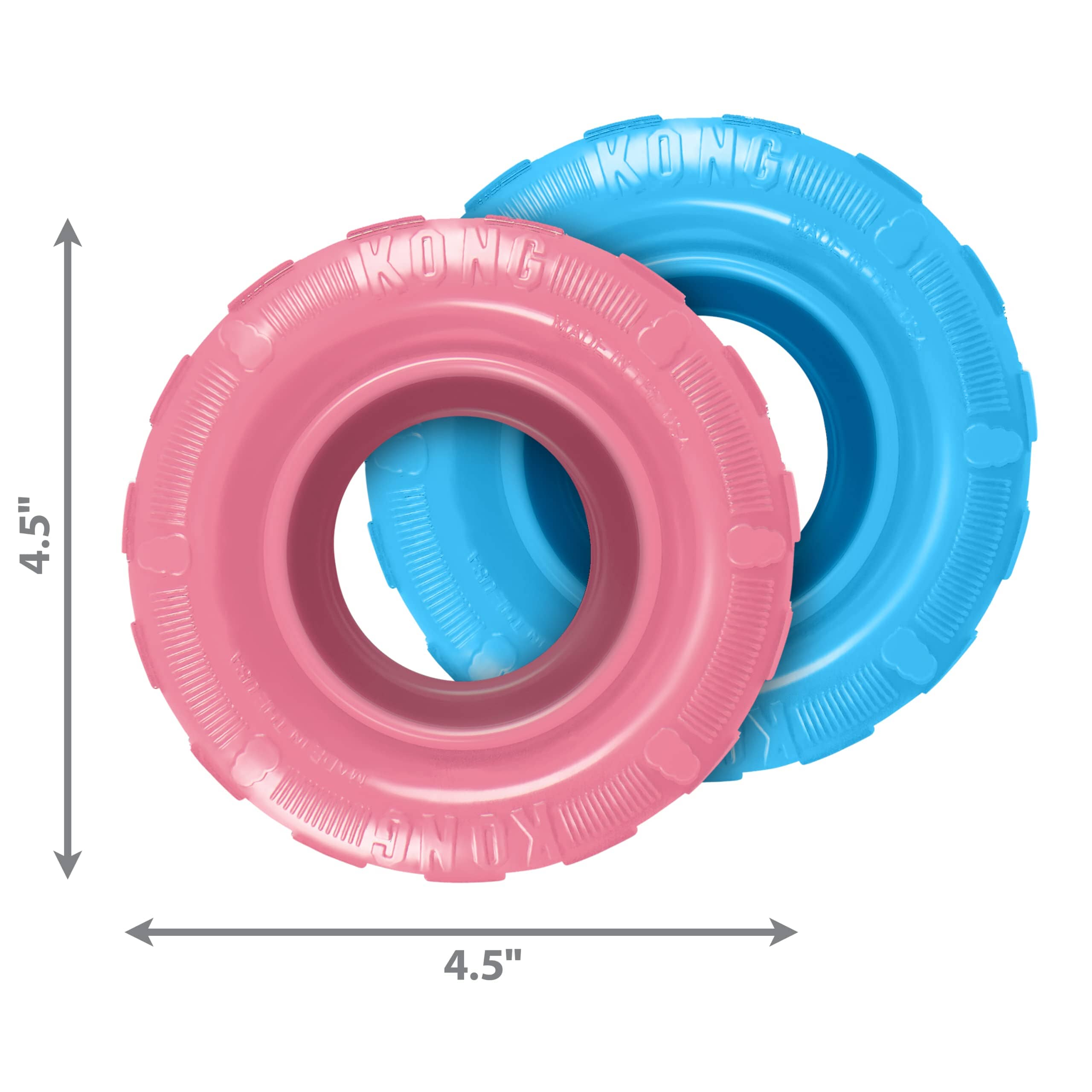 Kong Puppy Teething Treat Dispensing Tires Soft Rubber Dog Toy - Assorted  