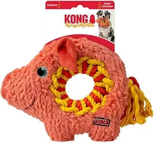 Kong Ringaroos Pig Tough-Knotted Rope and Squeak Dog Toy - Medium Default Title