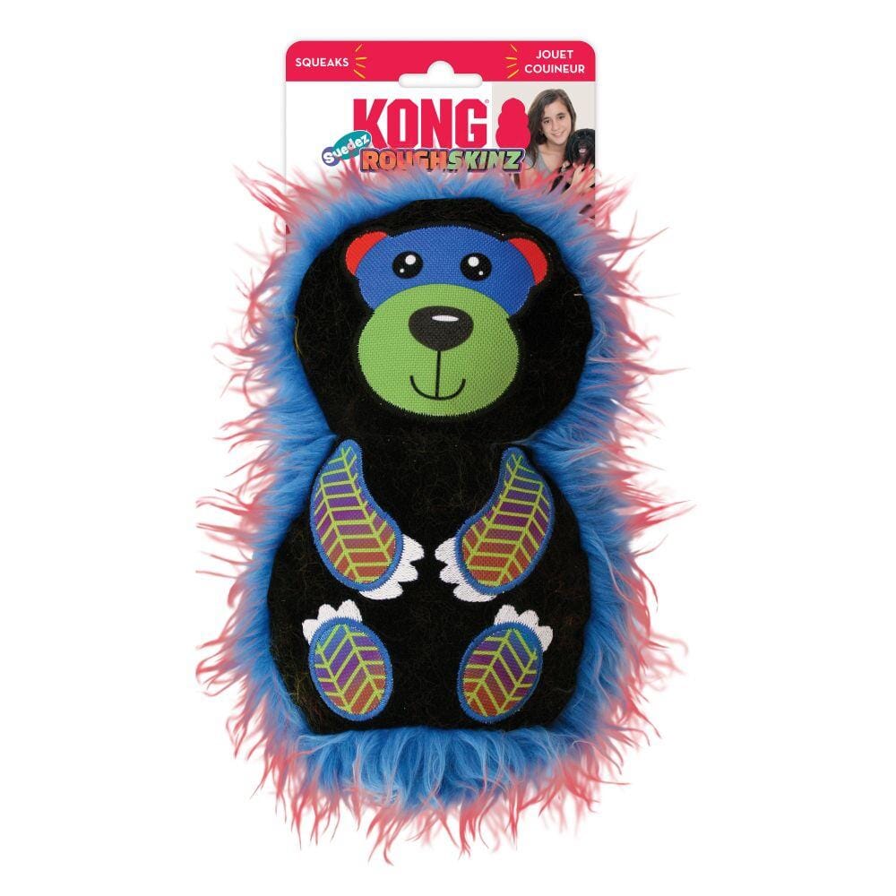 Kong Roughskinz Suedez Bear Squeak and Plush Dog Toy - Medium  