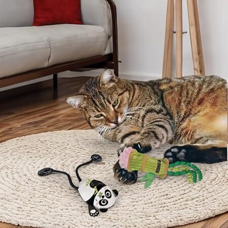 Kong Scrattles Duos Panda and Bamboo Crinkle and Rattle Catnip Cat Toy - 2 Pack