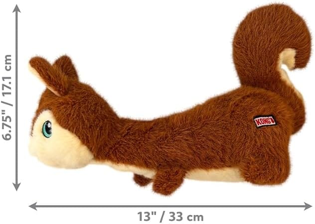 Kong Scruffs Squirrel Squeak and Plush Dog Toy - Medium/Large