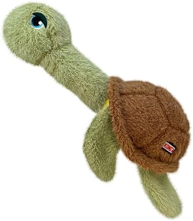 Kong Scruffs Turtle Squeak and Plush Dog Toy - Medium/Large