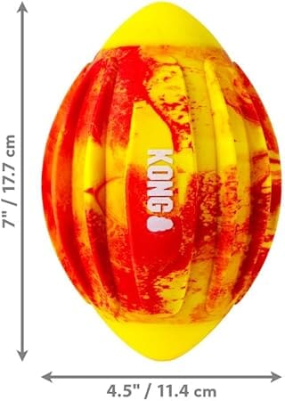 Kong Sport FlexBall Football Bounce Squeak and Fetch Dog Toy - Red - Medium