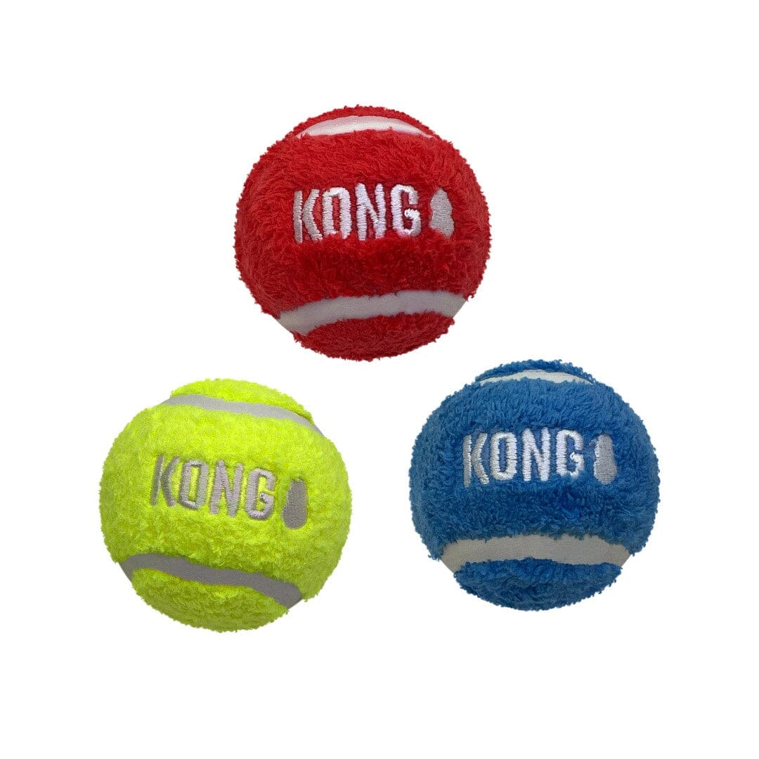 Kong Sport Softies Ball Non-Squeak Sherpa Fleece Covered Tennis Balls Fetch Dog Toys Medium - 2.5 Inch - 5 Pack
