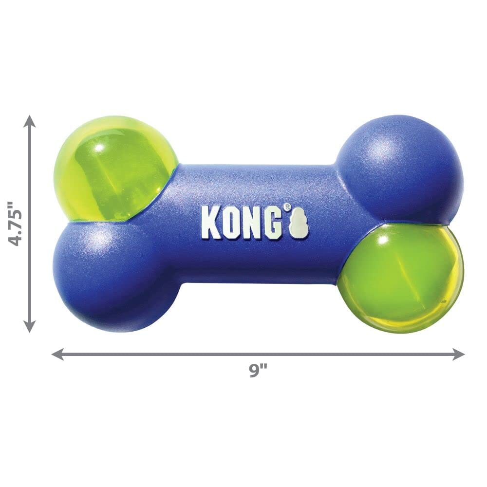 Kong Squeezz Action Bone Durable Squeaking Dog Toy - Blue  