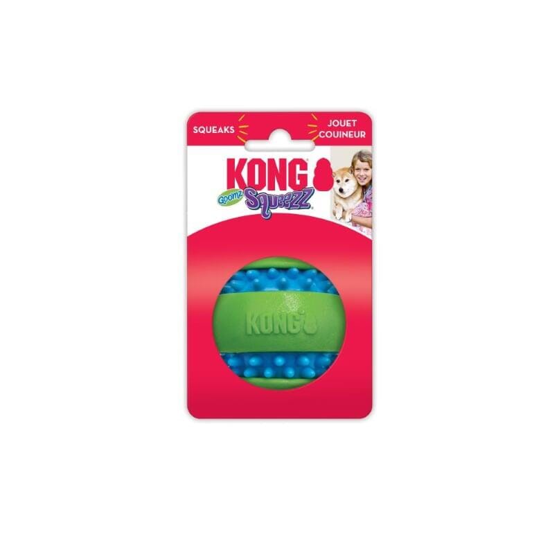 Kong Squeezz Goomz Ball Dental Textured and Squeak Rubber Dog Toy - Medium  